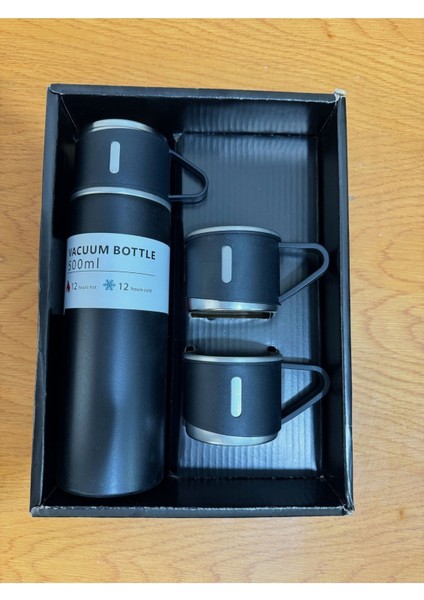 Paslanmaz Çelik 3 Bardaklı Vakumlu Termos Seti 12 Saate Kadar Isı Koruma Kamp Piknik Içecek 500 ml P fiyatları