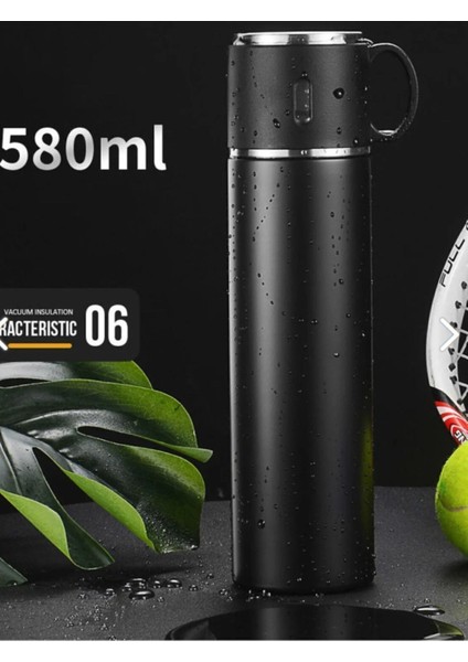 Siyah Termos Seti 3 Bardaklı Isı Geçirmez 500 ml Metal Siyah modelleri