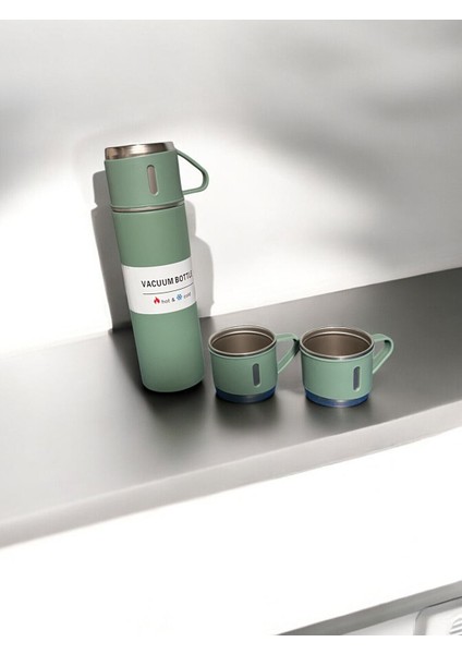 Vacuum Termos Paslanmaz Çelik 500 ml Sıcak-Soğuk Termos Seti 3 Bardaklı Içecek 500 ml Paslanmaz Çel fiyatları
