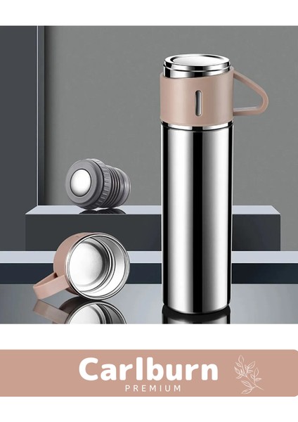 Özel Üretim Paslanmaz Çelik 3 Bardaklı Soğuk Sıcak Termos Vakumlu Termos Set Çanta Hediyeli 550 ml > indirimleri