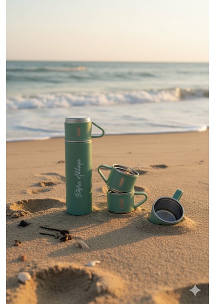 Termos Bardak 500ML Set 3 Bardaklı Premium Paslanmaz Çelik Kahve Çay Termosu Hediye Çantalı