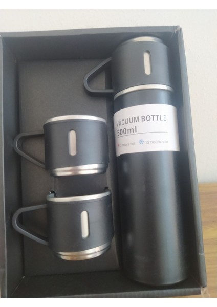 Paslanmaz Çelik Termos 500ML 3 Bardaklı Premium Kahve Termosu Çay Termosu Hediye Çantalı fiyatları