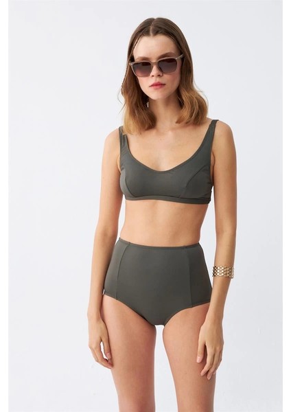 Kadın Basic Haki Pedli Yüksek Bel Bikini Takımı fiyatları