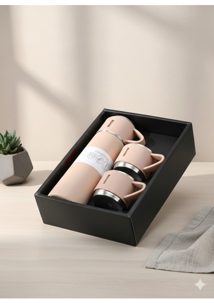 Çelik Termos Bardak 500ML 3 Bardaklı Set A+ Kalite Paslanmaz Çelik Kahve Termosu Çantalı
