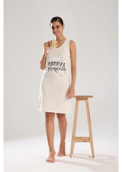 Kadın Kalın Askılı Penye Gecelik Ekru modelleri