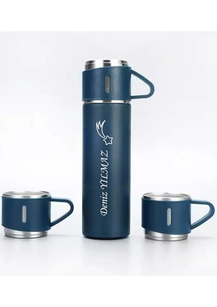 Kişiye Özel Isim ve Baskılı Logolu 3 Bardaklı Set Vakumlu Termos fiyatları