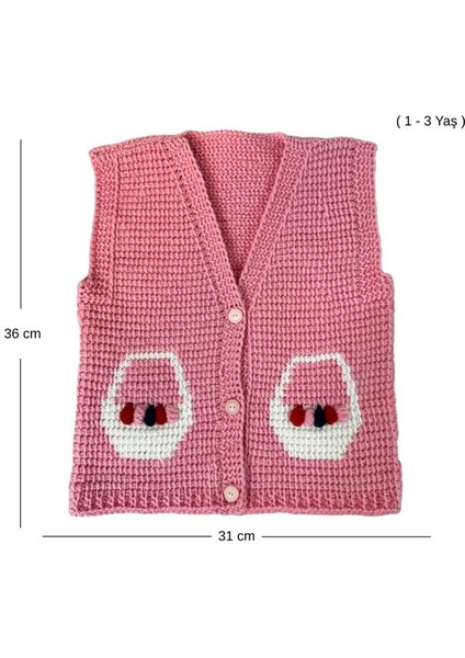 9030 El Örgüsü Yuvarlak Desenli Örgü Yelek - 1 - 3 Yaş fiyatları
