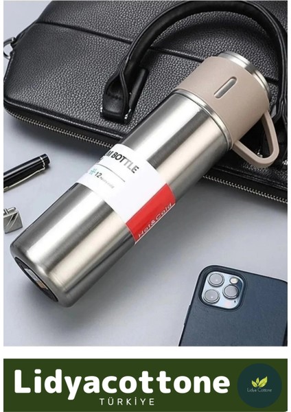 Kahve Termosu 500ML 3 Bardaklı Premium Paslanmaz Çelik Sıcak Tutan Termos Çantalı Hediye fiyatları