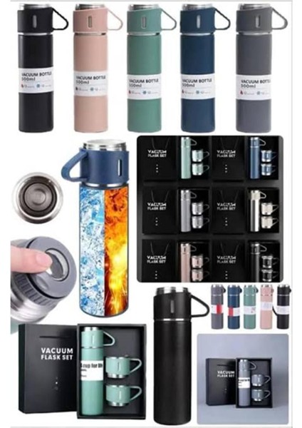 Çelik Termos 500ML 3 Bardaklı A+ Kalite Kahve Termosu Kamp Termosu Seti Hediye Çantalı fiyatları