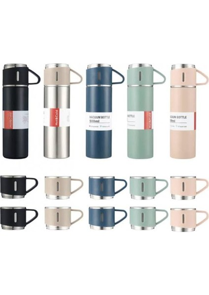 Çelik Termos 500ML 3 Bardaklı A+ Kalite Kahve Termosu Kamp Termosu Seti Hediye Çantalı indirimleri