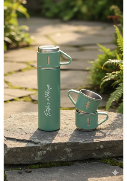 500 ml Termos Seti 3 Bardaklı A+ Kalite Paslanmaz Çelik Kahve Termosu Hediye Çantalı