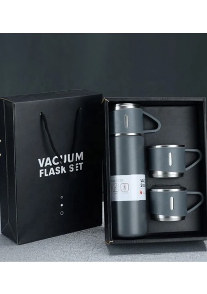 Paslanmaz Çelik Termos Mavi Renk 3 Bardaklı Termos Seti Vakumlu Termos Set Içecek 500 ml Paslanmaz Ç modelleri