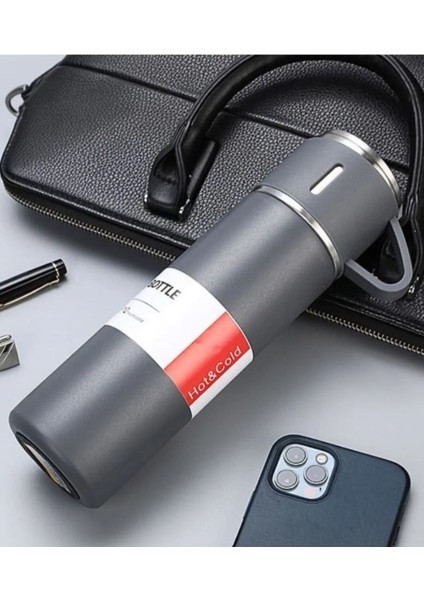 Paslanmaz Çelik Termos Mavi Renk 3 Bardaklı Termos Seti Vakumlu Termos Set Içecek 500 ml Paslanmaz Ç indirimleri