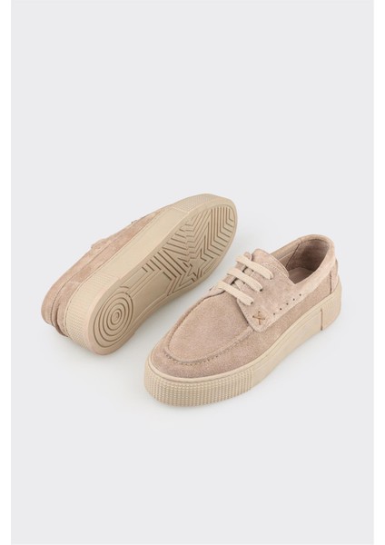 Bej Deri Kadın Spor Ayakkabı modelleri