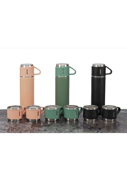 Chef Star Paslanmaz Çelik 3 Bardaklı Vakumlu Termos Set 0,50 L Içecek Paslanmaz Çelik Yeşil 12 Saat fiyatları
