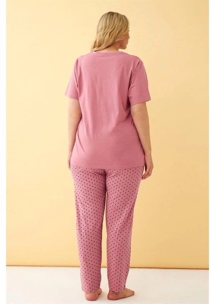 Kadın Somon Go Getter Yazılı Büyük Beden Pijama Takımı indirimleri