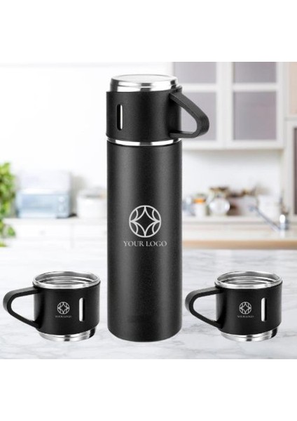 Paslanmaz Çelik 3 Bardaklı Termos Seti 500 ml (2563) >550 ml Içecek Çelik Pembe 12 Saat