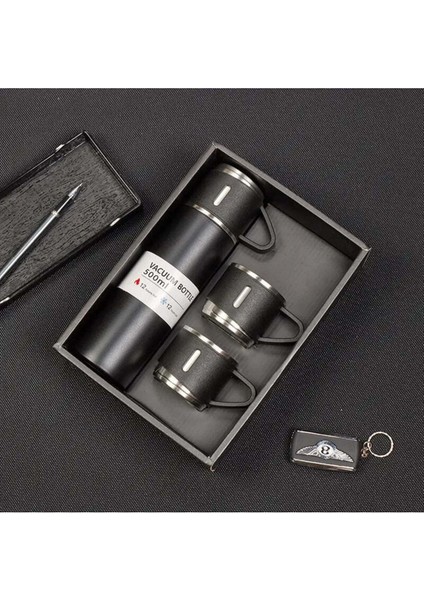 Paslanmaz Çelik 3 Bardaklı Termos Seti 500 ml (2563) >550 ml Içecek Çelik Pembe 12 Saat fiyatları