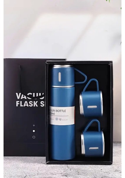 Termos Seti 3 Bardaklı 500ML Paslanmaz Çelik Kahve Termosu Sıcak Su Termosu Hediye Çantalı indirimleri