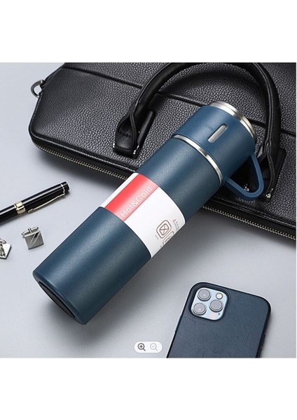Premium 3 Bardaklı Çay Termosu 500ML Paslanmaz Çelik Kahve Termosu Hediye Çantalı Set modelleri