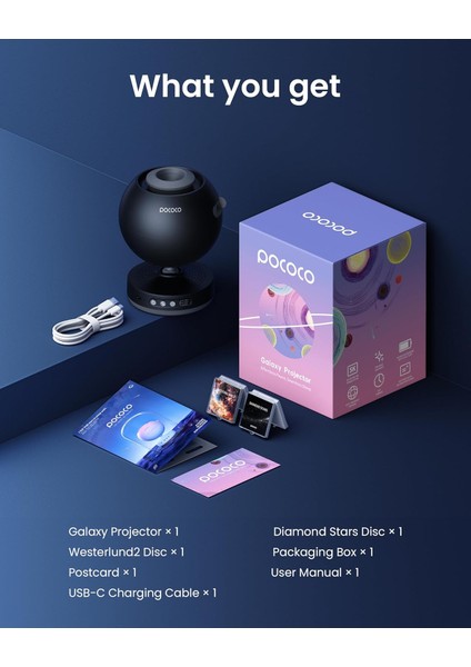 Galaxy Star Projector – Ev Planetaryum • Uyku Desteği, Rahatlama & Dekorasyon Için 4K Gökyüzü Projektörü