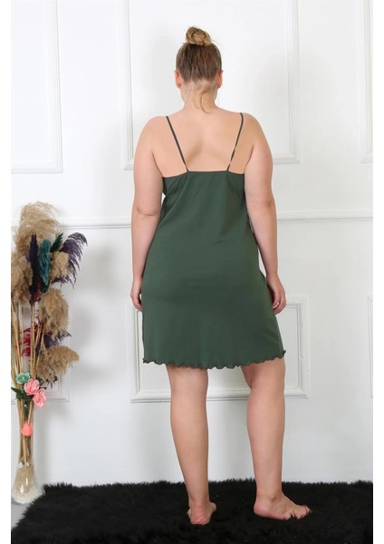 Kadın Haki Pamuklu Ip Askılı Büyük Beden Gecelik indirimleri