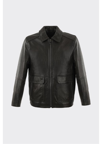 Siyah Deri Erkek Ceket