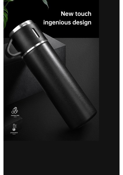 Çay Termosu 500ML 3 Bardaklı A+ Kalite Paslanmaz Çelik Kamp Termosu Çantalı Hediye fırsatları