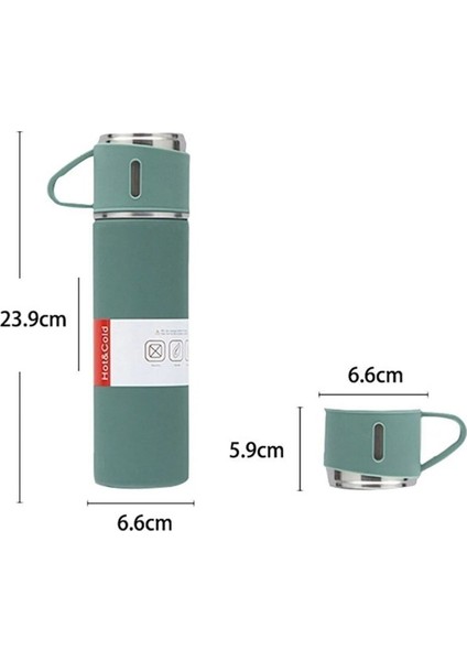 Premium 500ML Termos Bardak Seti 3 Bardaklı Paslanmaz Çelik Kahve Termosu Hediye Çantalı fiyatları