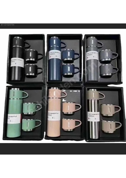 Gri Termos 3 Bardaklı 0,50 L Paslanmaz Çelik Siyah 12 Saat fiyatları