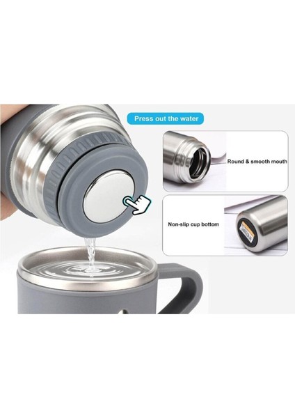 Kahve Termosu 500ML 3 Bardaklı Paslanmaz Çelik Çay Termosu Termos Seti Hediye Çantalı