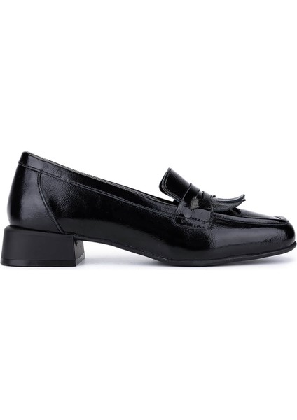 Kadın Hakiki Deri Siyah Rugan Loafer Ayakkabı 1161 7206 Bn Ayk SK25-26 Sıyah Krsk Rgn
