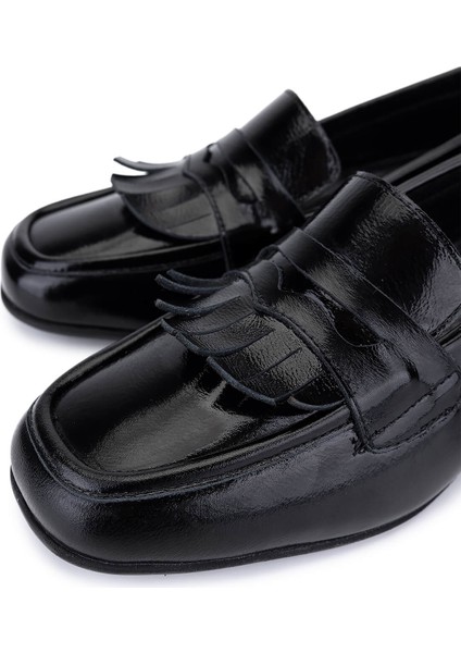 Kadın Hakiki Deri Siyah Rugan Loafer Ayakkabı 1161 7206 Bn Ayk SK25-26 Sıyah Krsk Rgn modelleri
