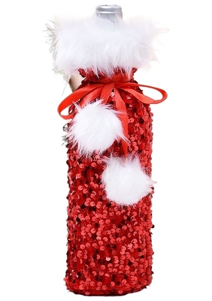 Noel Pullu Şarap Şişesi Kapağı Peluş Dudak Ruju Şarap Kapağı (Yurt Dışından)
