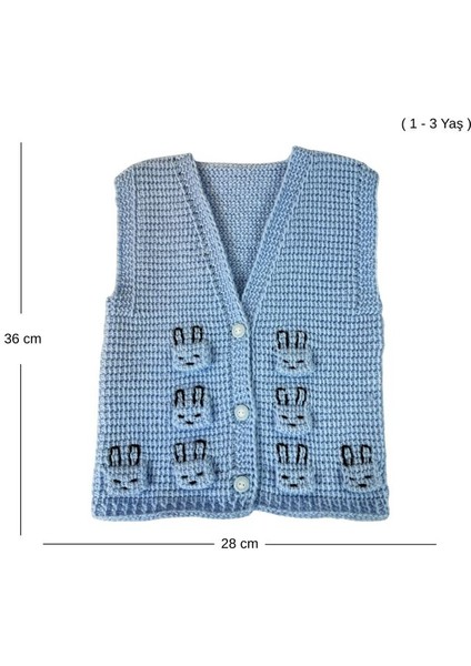 8686 El Örgüsü Yüz Figür Desenli Örgü Yelek - 1 - 3 Yaş fiyatları