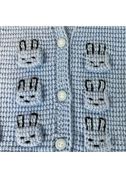 8686 El Örgüsü Yüz Figür Desenli Örgü Yelek - 1 - 3 Yaş modelleri