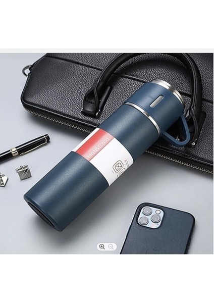 Paslanmaz Çelik 3 Bardaklı Termos Set 500 ml Içecek 500 ml Paslanmaz Çelik Siyah 12 Saat fırsatları