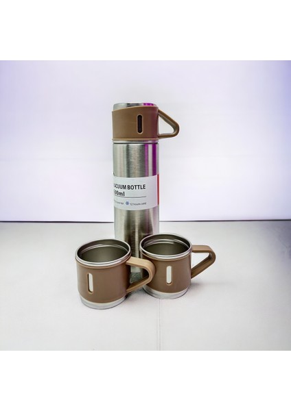 Seyehat Çelik Termos 3 Bardaklı Vakumlu ve Yalıtımlı 450-550 ml Çelik Gri fiyatları