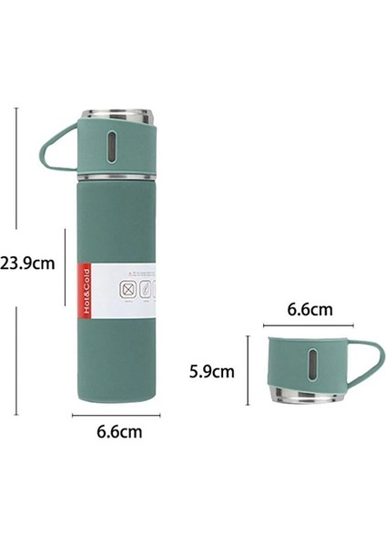 Paslanmaz Çelik Termos Mavi Renk 3 Bardaklı Termos Seti Vakumlu Termos Set Çanta Hediyeli 500ML 500 fırsatları