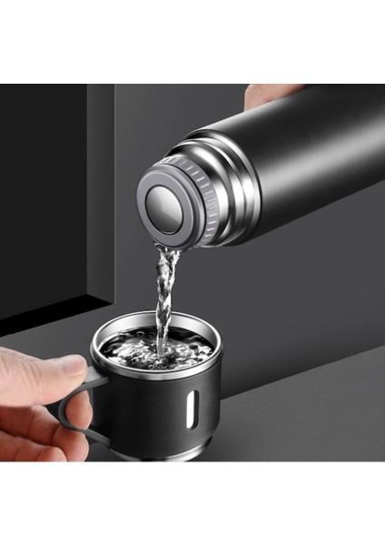 Termos Paslanmaz Çelik 3 Bardaklı Gümüş Renk Set Içecek 500 ml Paslanmaz Çelik Gümüş 12 Saat modelleri