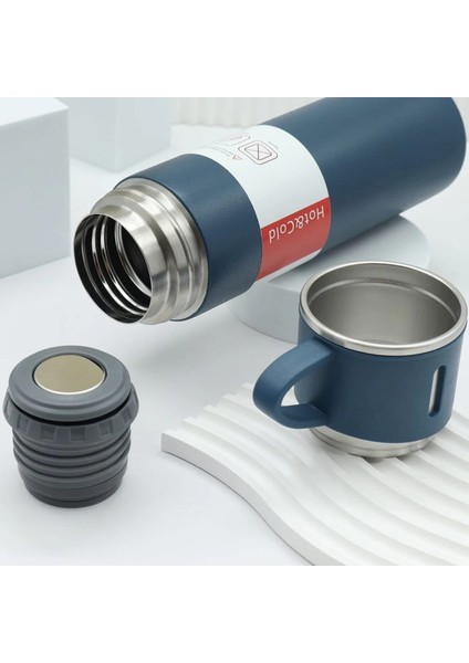 Paslanmaz Çelik Termos Sızdırmaz Krom 3 Bardaklı Termos Seti 12 Saat Sıcak-Soğuk 500 ml Özel Kutulu fiyatları