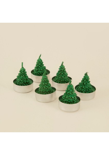 Tealight Çam Ağacı Şekilli 6'lı Mum