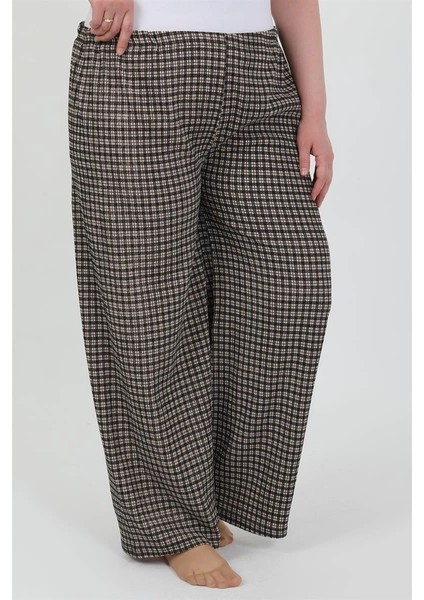 Kadın Büyük Beden Bürümcük Pantolon Kahve modelleri