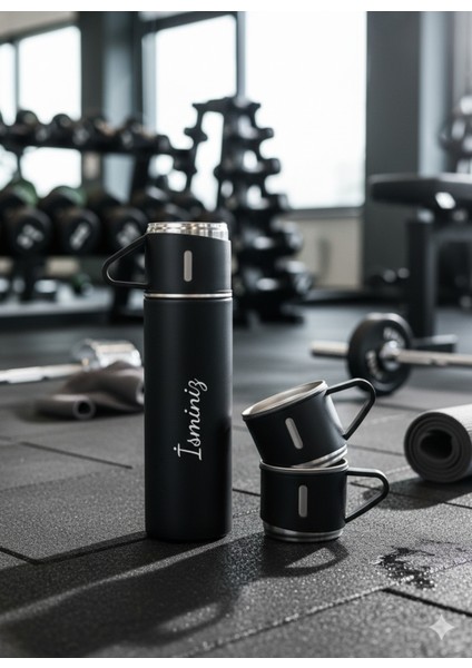 3 Bardaklı Termos 500ML Sıcak Tutan Paslanmaz Çelik Kahve Çay Termosu Çantalı Hediye