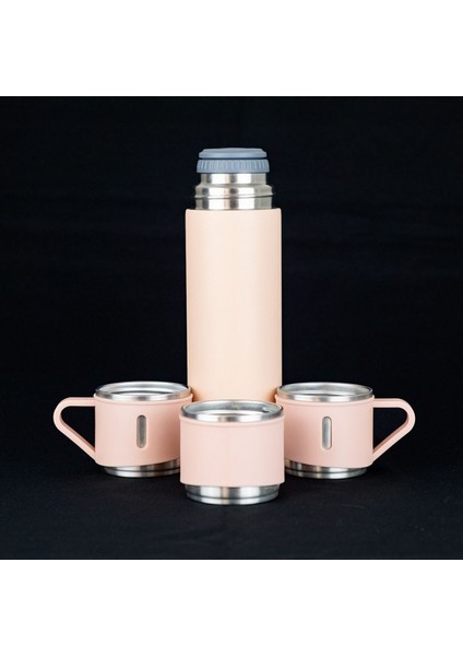 Paslanmaz Çelik 3 Bardaklı Vakumlu Termos Hediyelik Set 680 Ml, 12-24 Saate Kadar Isı Koruma Içecek modelleri