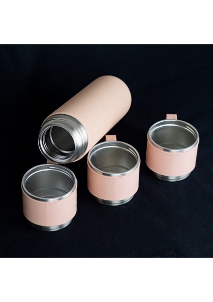 Paslanmaz Çelik 3 Bardaklı Vakumlu Termos Hediyelik Set 680 Ml, 12-24 Saate Kadar Isı Koruma Içecek fırsatları