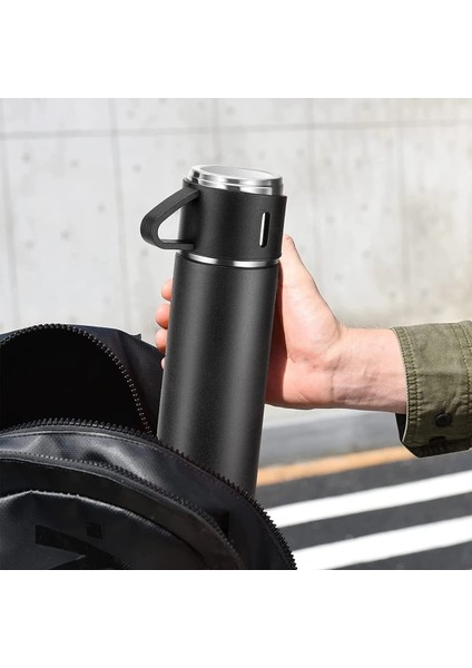 Çelik Termos Seti - 3 Bardaklı Vakumlu Termos Seti Içecek 500 ml Paslanmaz Çelik Gri 12 Saat fiyatları