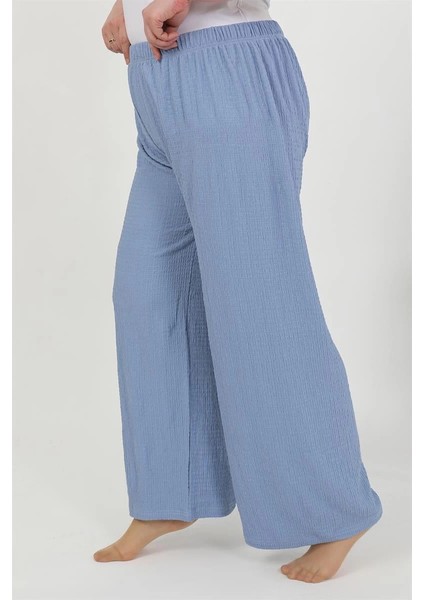 Kadın Büyük Beden Bürümcük Pantolon Mavi fırsatları