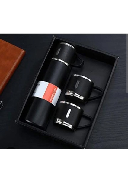 Premium 500ML Termos Bardak Seti 3 Bardaklı Paslanmaz Çelik Kahve Termosu Hediye Çantalı fiyatları