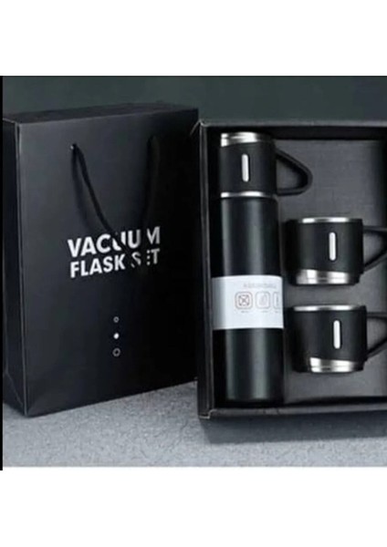 Premium 500ML Termos Bardak Seti 3 Bardaklı Paslanmaz Çelik Kahve Termosu Hediye Çantalı indirimleri